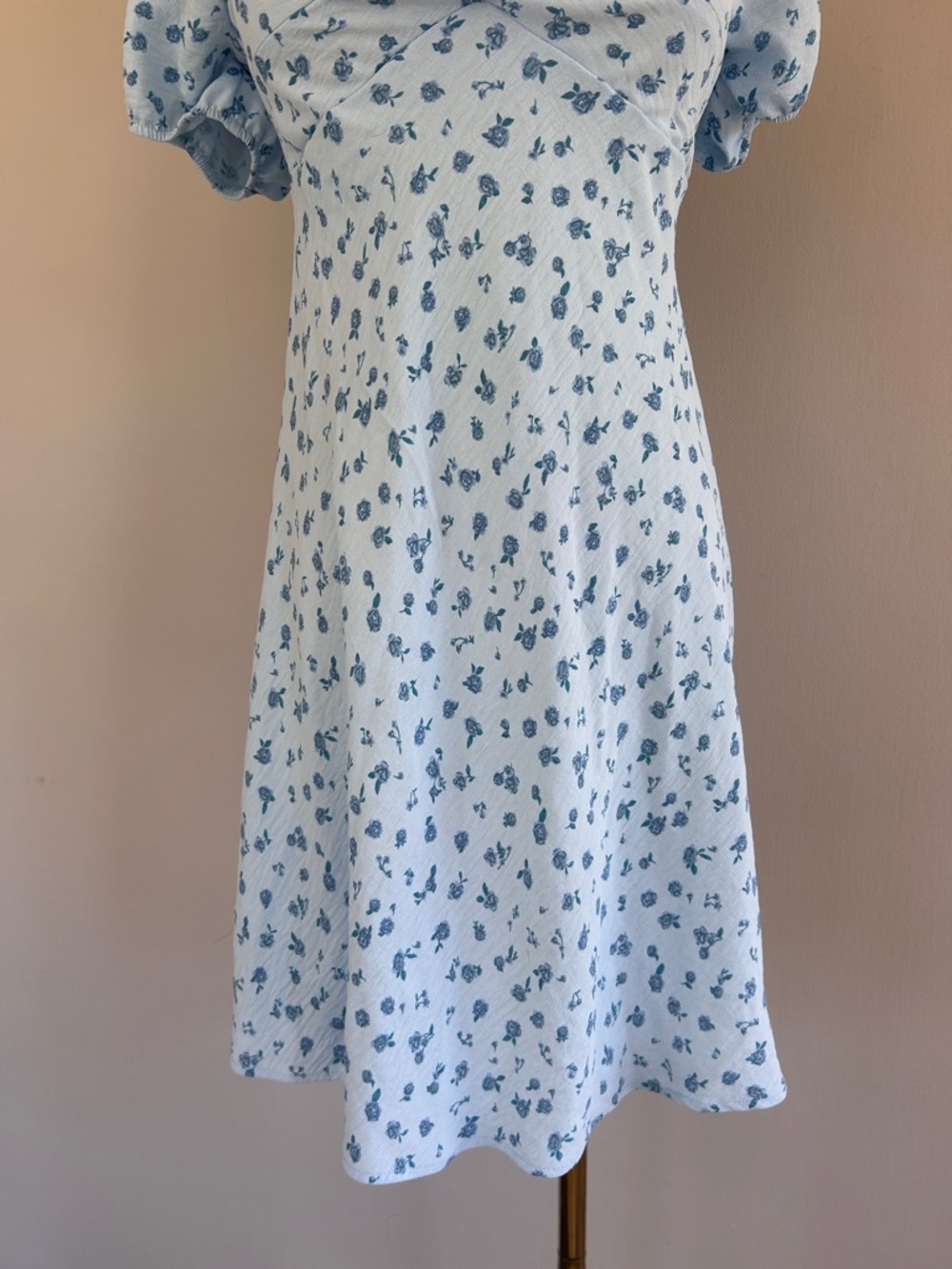 NO BOUNDARIES Y2K Babydoll Mini Dress Cottage Coquette Romantic Floral Blue Sz S - Picture 5 of 14